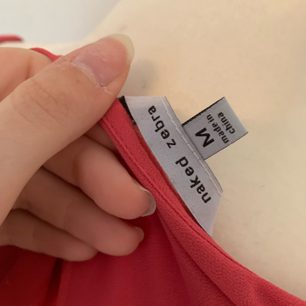 Naked Zebra Red One-Shoulder Ruffle Blouse - Picture 9 of 9